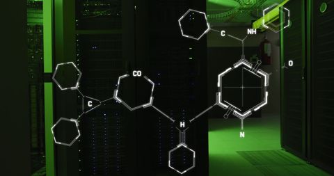 chemical formula with digital interface in green server room - Download Free Stock Images Pikwizard.com