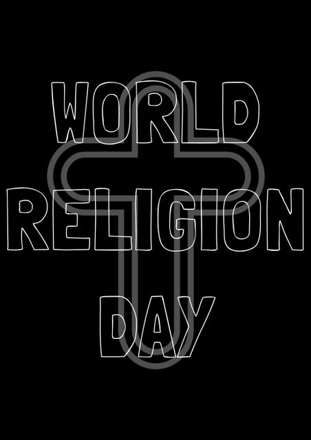 World religion day text with cross over black background. text, communication, christianity, religion, god and vector concept.