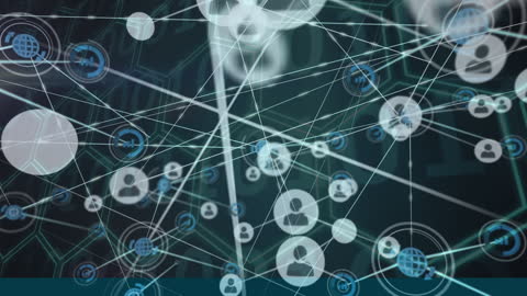 Animated Network of Profile Icons with Hexagonal Pattern