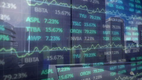 Digital Data Graphs Overlaying Modern Cityscape