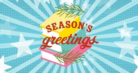 Colorful Seasons Greetings Card with Festive Elements