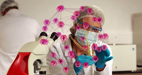 Female Scientist Analyzing Data Visualization in Laboratory