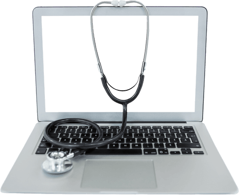 transparent laptop and stethoscope convey telemedicine concept - Download Free Stock Videos Pikwizard.com