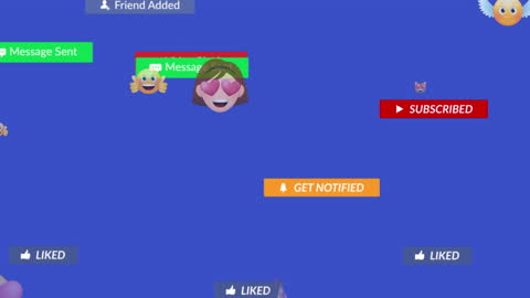 Bright and playful animation represents various social media notifications, with colorful icons and engaging emojis like heart eyes and waving hand. Useful for content related to social media engagement, digital communications tutorials, or interactive media presentations. Vibrant backdrop emphasizes the dynamic nature of online interactions.