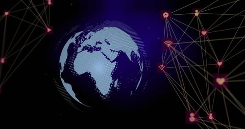Global Digital Connectivity Abstract with Network Links and Icons - Download Free Stock Images Pikwizard.com
