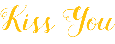 Yellow 'kiss you' love text on transparent background