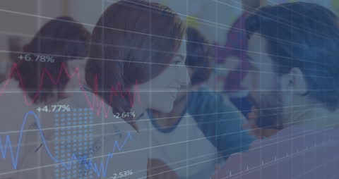 Business Professionals Analyzing Stock Market Data Trends