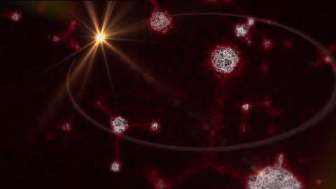 Abstract Molecular Animation on Cosmic Backdrop