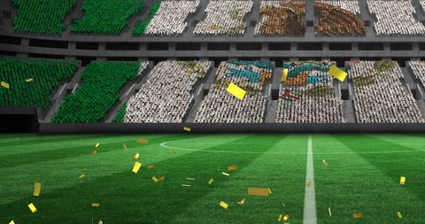 Gold Confetti Shower Over Mexican Flag Pattern in Stadium - Download Free Stock Images Pikwizard.com