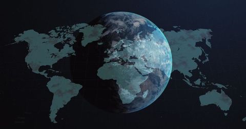 Earth Globe Overlaid with Digital World Map and Data - Download Free Stock Images Pikwizard.com