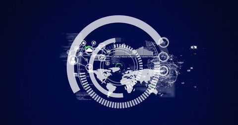 Abstract Global Data Processing Interface with Futuristic Circles - Download Free Stock Images Pikwizard.com