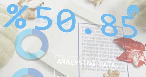 Displaying augmented data overlays with percentages, donut charts and binary analytics