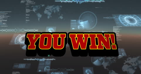 Futuristic You Win Animation Over Data Interface