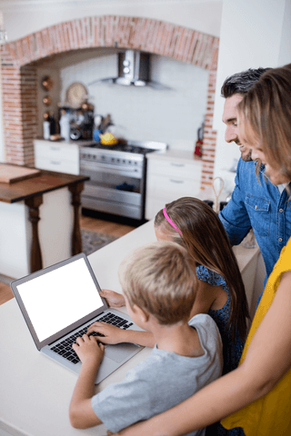 family encouraging learning with laptop at home in transparent way - Download Free Stock Videos Pikwizard.com