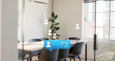 Empty Modern Office with Follower Count UI Elements - Download Free Stock Images Pikwizard.com