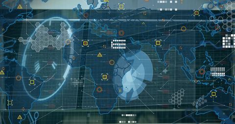 Digital Interface with World Map and Data Visualization - Download Free Stock Images Pikwizard.com