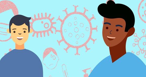 Celebrating Mens Health Week with Smiling Characters and Virus Cells