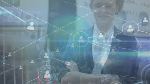 Global Networking Technology with Confident Businesswoman