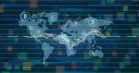 Global Bitcoin and Data Network Concept Illustration