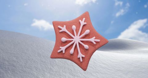 Christmas Star Gingerbread Cookie Falling in Serene Winter Landscape - Download Free Stock Images Pikwizard.com