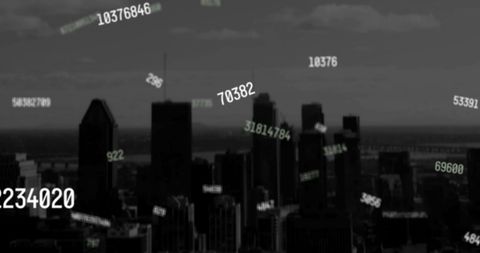 Dynamic Falling Numbers Over Modern Cityscape Skyline