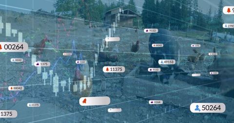 Rural Farm with Data Overlays Merging Agriculture and Analytics