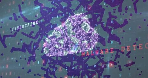 Cybersecurity Concept with Network Data Visualization and Malware Detection