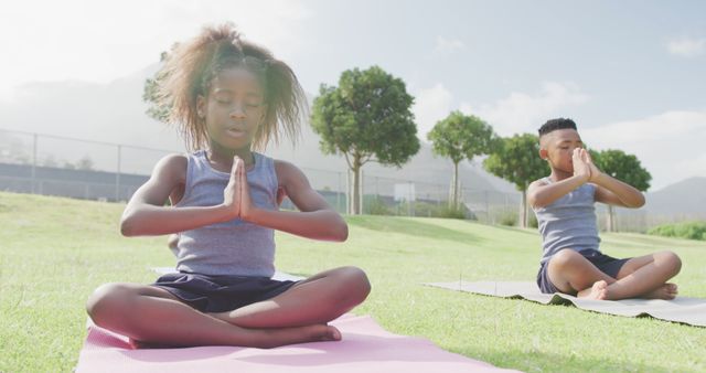 Children Practicing Yoga Outdoors on Sunny Day - Download Free Stock Images Pikwizard.com