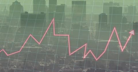 Financial Growth Data Overlay on Urban Skyline - Download Free Stock Images Pikwizard.com