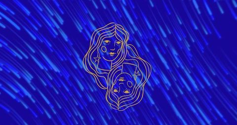Gemini zodiac symbol on psychedelic background