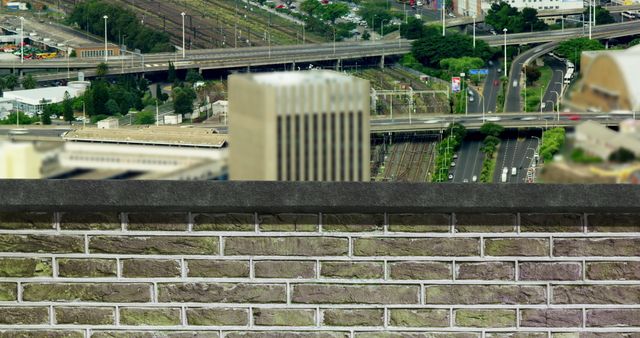 Cityscape with Brick Wall in Foreground - Download Free Stock Images Pikwizard.com