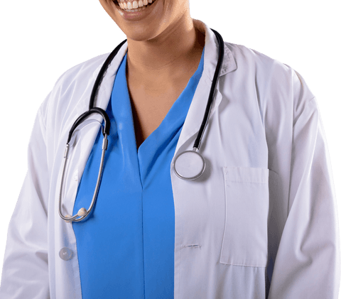 Smiling Transparent African American Doctor with Stethoscope
