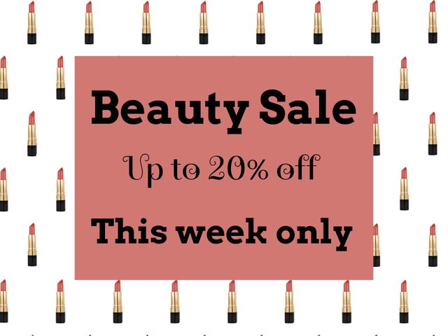 Beauty Sale Up to 20 Percent Off This Week Only Lipstick Promotion - Download Free Stock Templates Pikwizard.com