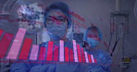 Surgeons Analyzing Real-Time Clinical Data Visualization During Surgery in Hospital OR
