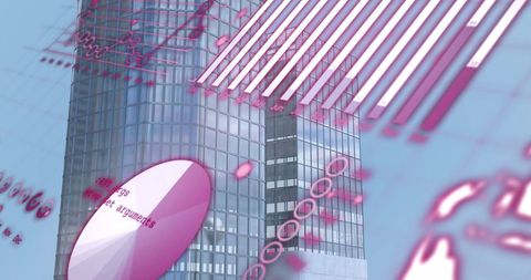 Digital Financial Data Overlay on Modern Skyscraper - Download Free Stock Images Pikwizard.com