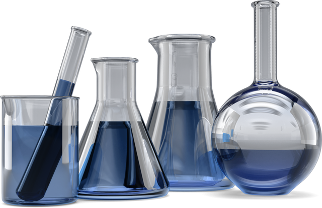 Transparent Laboratory Glassware with Blue Chemical Solutions - Download Free Stock Videos Pikwizard.com