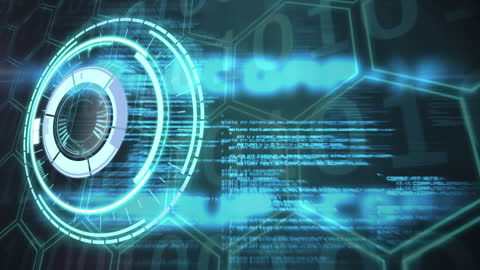 Futuristic Digital Interface with Binary and Scanning Scope Animation