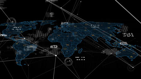 Futuristic Global Network Connections on Digital Map Illustration