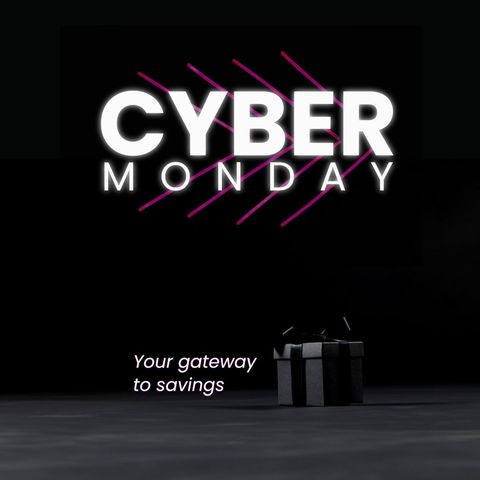 cyber monday sale with gift box and savings message - Download Free Stock Templates Pikwizard.com