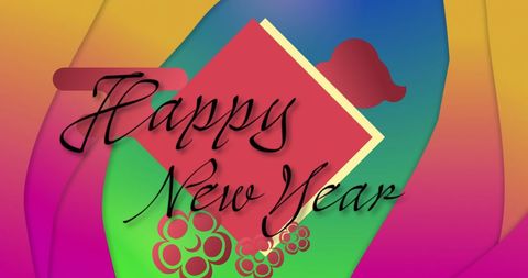 Colorful Happy New Year Greeting with Abstract Shapes