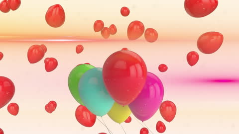 Colorful Floating Balloons in Motion on Gradient Background