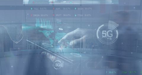 Digital Interface with 5G Network and Financial Data Streaming - Download Free Stock Images Pikwizard.com