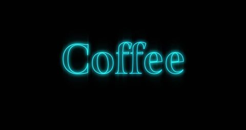 Neon Coffee Sign Glowing on Dark Background
