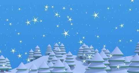 Tranquil Winter Wonderland With Snowflakes and Pine Trees