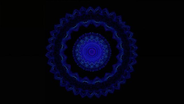 Bioluminescent Blue Fractal Radiating in Vast Darkness