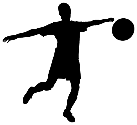 Silhouette of male football player icon on transparent background