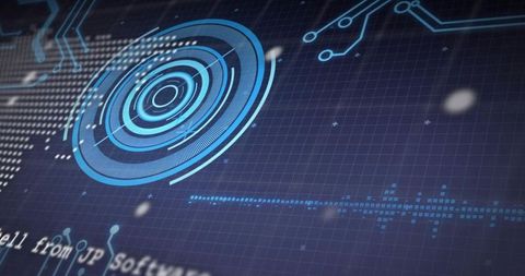 Concentric HUD Target Pulsing on Navy Digital Dashboard with Radial Data Visualization