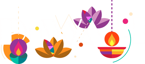 Diwali celebration with diyas and lotus on transparent background