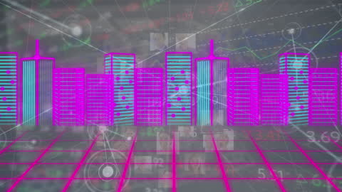 Futuristic Digital Cityscape with Data and Network Connections