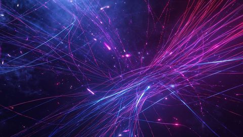 Luminous Neon Light Strands in Cosmic Abstract Space